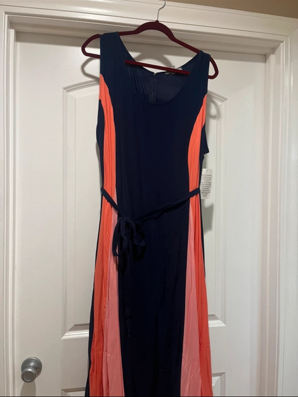 Jessica London Navy Maxi Dress with Coral & Pink Panels